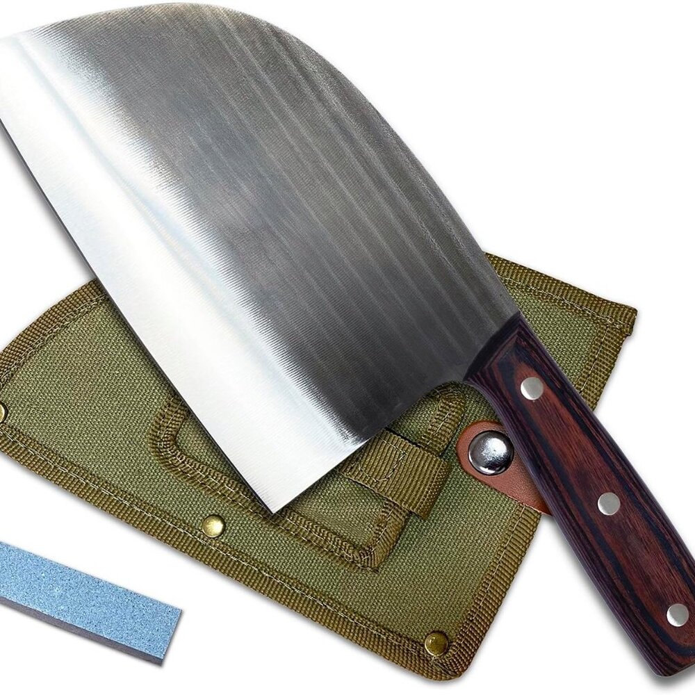 Serbian Chef Knife Full Tang Kitchen Butcher With Stone Grinder(Knife & Stone)